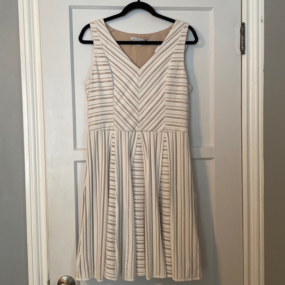 Maggy London White Dress With Nude Lining
